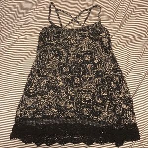 Grey Tank Top with Lace Bottom